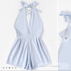 Bow tie backless romper